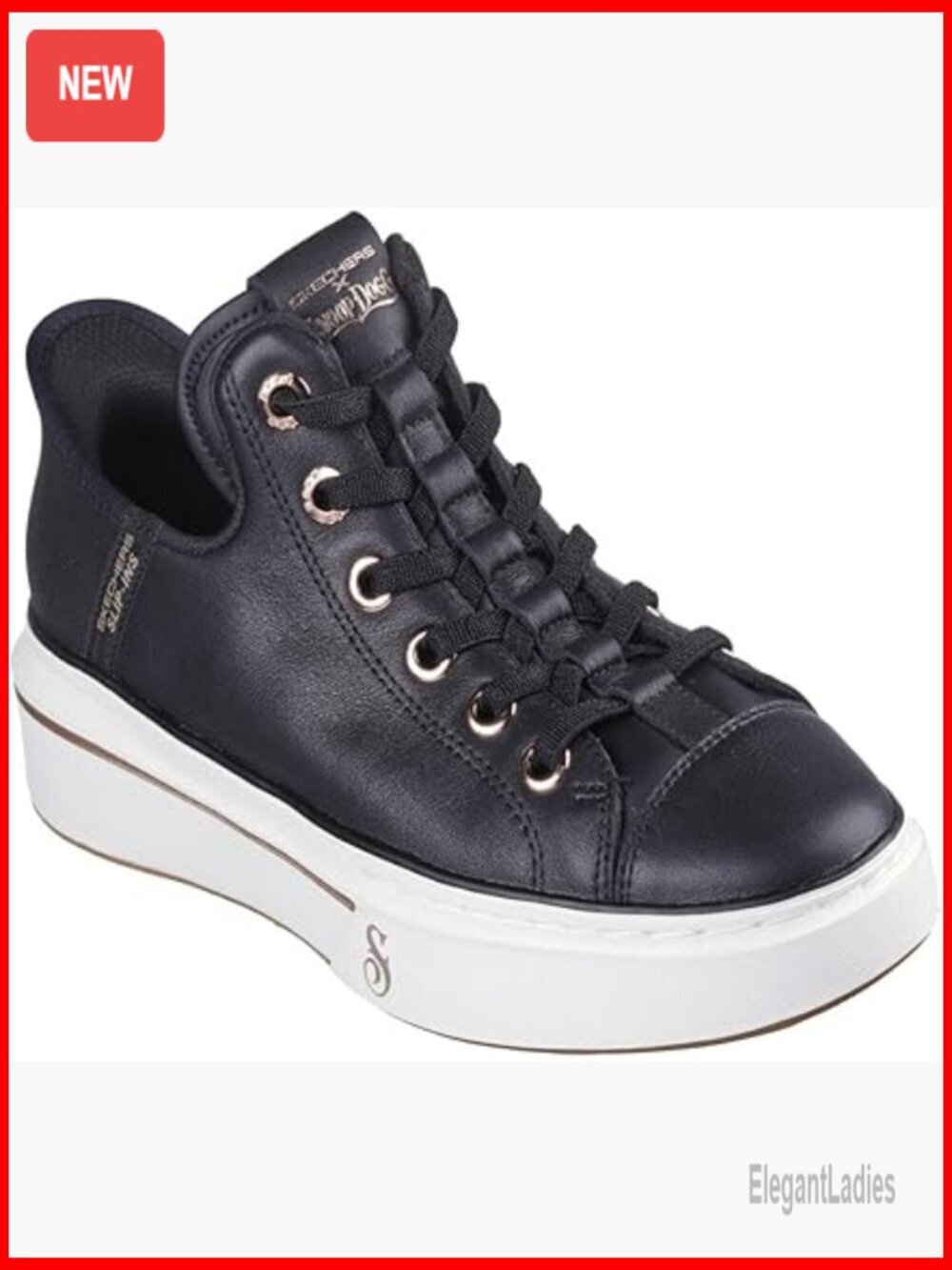 Leather Slip-On Sneakers with Memory Foam, Size 8.5, Hands-Free Design